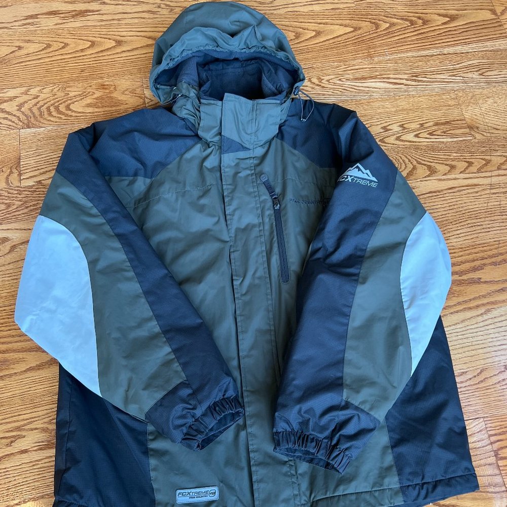 Free Country FCXTreme Warm Winter Coat Ski Jacket Size L Green Hood Water Resist